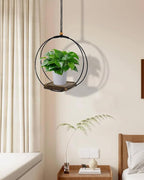 vensovo Hanging Planter for Indoor Plants - 2 Pack Plant Hanger Indoor with Metal Ring and Sturdy Wood Base, Boho Hanging Planter for Wall/Window/Room Decor
