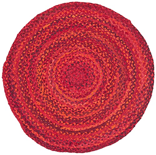 SAFAVIEH Braided Collection Area Rug - 3' x 5' Oval, Red, Handmade Country Farmhouse Reversible Cotton, Ideal for High Traffic Areas in Living Room, Bedroom (BRD452Q) - color: Red, size: 3' x 5' (Oval)