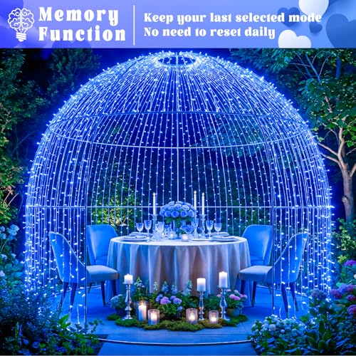 66FT 200 LED Outdoor String Lights, Plug in Connectable Christmas Lights Indoor, Waterproof 8 Modes String Lights for Outside Bedroom Xmas Tree Garden Patio Yard Party Decorations, Blue - color: Blue, size: 66ft 200LED