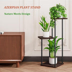 AZERPIAN 3 Tier Plant Stand Indoor Metal Plant Shelf for Multiple Plants Corner Flower Holders for Living Room Balcony Bedroom Patio Garden, Black (Black Oak, 3 tier)