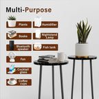 Plant Stand Indoor 2 Pack: Corner Wood 20 Inch Plant Stand Mid Century Modern Decor - Small Round Plant Table for Indoor Plants - Plant Holder for Patio Living Room Bathroom Office (Black Marble)