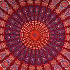 Bless International Handmade Indian hippie Bohemian Psychedelic Peacock Mandala Wall hanging College Dorm Beach Throws Table Cloth Bedding Tapestry (Blue Red, Queen(84x90Inches)(215x230Cms)) - color: Blue Red, size: 90"L x 84"W