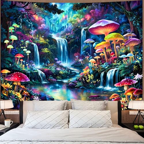 Zussun Hippie Sun Tapestry Boho Vintage Sunrise Nature Tree Lake Wall Tapestry for Bedroom Aesthetic Colorful Landscape Small Tapestries Wall Hanging for Dorm Living Room Decor 60 x 44 Inch - color: Blue Red, size: 60"L x 44"W
