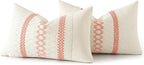 MIULEE Set of 2 Coral Red Boho Valentines Decorative Lumbar Pillow Covers 12x20 Inch Farmhouse Rustic Couch Throw Pillows Modern Spring Cushion Covers Cute Macrame Woven Home Decor for Bed Sofa Chair