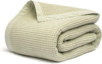 Salt Earth GOTS Certified 100% Organic Cotton Throw Blanket, 90"x90" Waffle Blankets & Throws for Bed, Throw Blanket for Couch, Cozy Christmas Blankets and Throws for Christmas Gifts (Sea Foam)