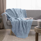 Simple&Opulence Cotton Throw Blanket for Bed, Couch, Boho Textured Geometric Knit Woven Blanket with Tassels Soft, Lightweight Breathable Shabby Chic Farmhouse Decoration for All-Season(Dusty Blue)