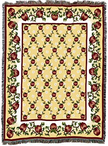 Pure Country Weavers Apple Season Blanket - Garden Floral Gift Tapestry Throw Woven from Cotton - Made in the USA (72x54) - color: Apple