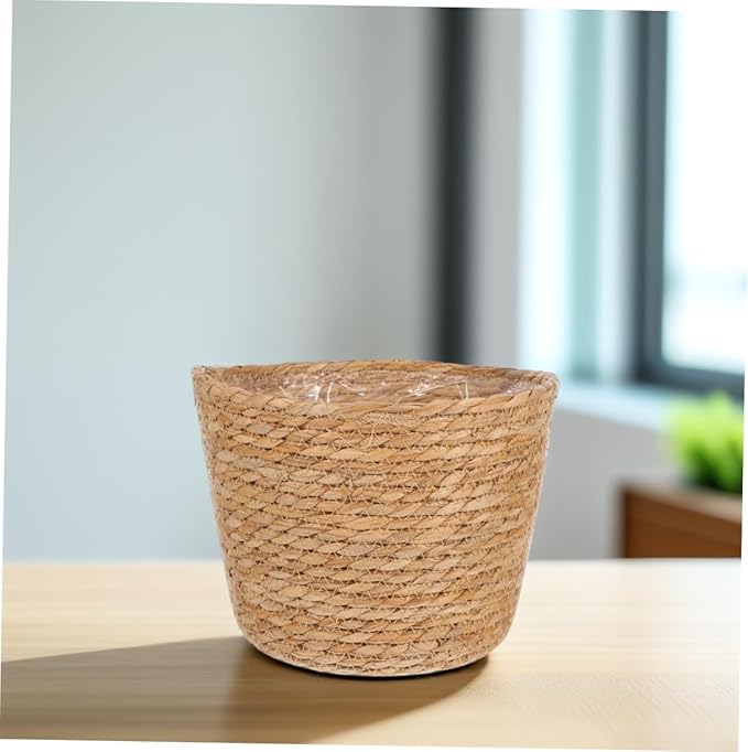 SUPVOX Boho Style Rattan Plant Pot Woven Basket for Indoor Plants Decorative Flower Container Indoor Liner
