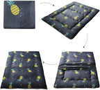 MAXYOYO Grey Pineapple Japanese Floor Futon Mattress, Tatami Floor Mat Portable Camping Mattress Kids Sleeping Pad Foldable Roll Up Floor Lounger Couch Bed Queen Size with Mattress Protector Cover