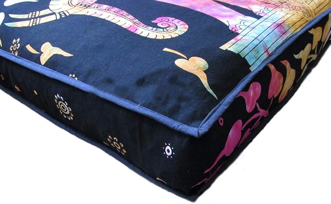 CRAFT KALA Mandala Floor Pillow Cushion Cover Seating Throw Cover Hippie Decorative Bohemian Ottoman Poufs Pillow Cases Boho Indian Cotton Living Room Yoga Home Décor (35" Square, Muti Elephant Tree)