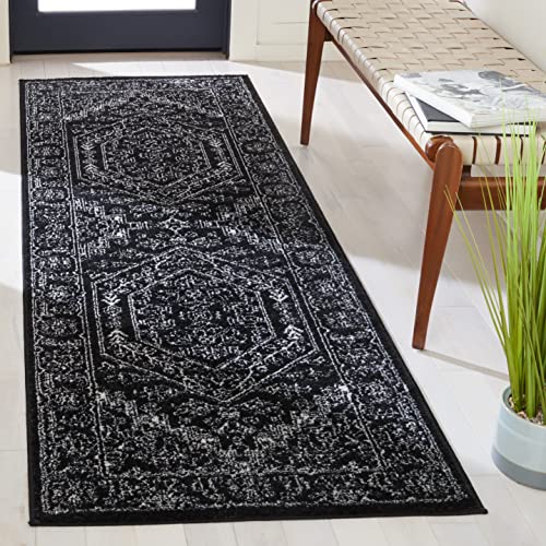 SAFAVIEH Adirondack Collection Runner Rug - 2'6" x 6', Black & Ivory, Oriental Medallion Design, Non-Shedding & Easy to Clean, Ideal for Ideal for Hallway, Foyer, Kitchen, Entryway, Bedroom (ADR108Z) - color: Black/Ivory, size: 2'6" x 6' (Runner)