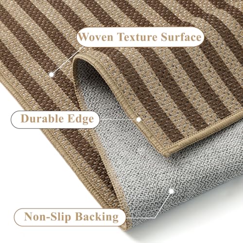 PureCozy 2x3 Rainbow Easy Jute Kitchen Front Doormat Non Slip Washable Neutral Area Rug Non Shedding Low Pile Black Floor Carpet for Farmhouse Entryway Porch Doorway - color: Rainbow 3, size: 2' x 3' (Rectangular)