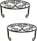 2 Pack Iron Plant Stand Low Profile,13 Inch Diameter Wide Round Metal Flower Stand for Indoor Outdoor Large Plants, Short Heavy Duty Display Holder for Wide Pots, Patio Garden Home Decor,Rustproof Matte Black(2 Pack 13 Diameter 5 inches Tall Black)