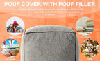Pouf Ottoman Stuffed Modern Foam Filled Foot Rest Poufs for Living Room Chair Decorative 20 X 15 Inches Boho Relax Stool Floor Poufs Foot Rest for Living Room,Grey