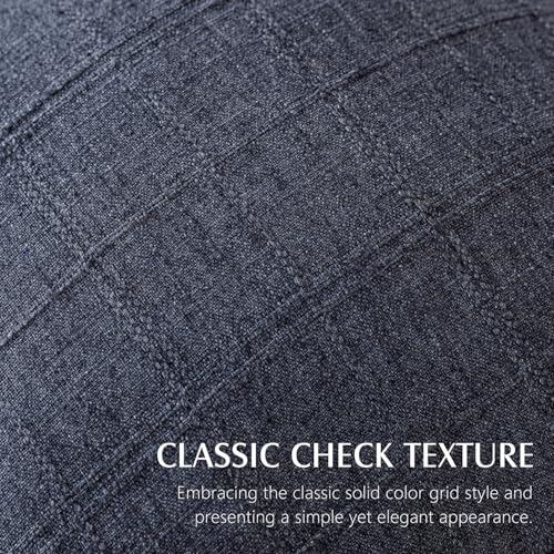 Foindtower Set of 1 Decorative Linen Check Throw Pillow Cover Neutral Farmhouse Vintage Cushion Cover Modern Boho Home Decor for Sofa Chair Couch Bedroom Living Room,16×16 Inch,Navy Blue - color: Navy Blue, size: 16" x 16" (Pack of 1)