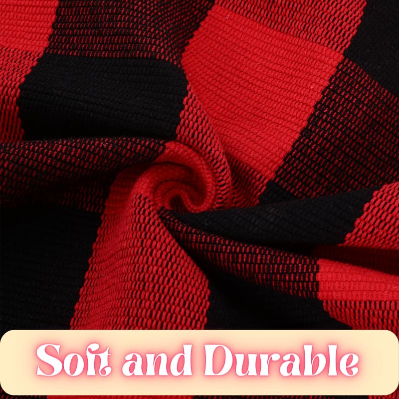 Ckorzen Red Green and White Plaid Rug, 28" x 43" Christmas Front Porch Outdoor Rug, Handwoven Cotton Washable Rug for Layered Door Mats, Holiday Entryway and Home Décor - color: Red & Black, size: 2'4" x 3'7" (Rectangular)