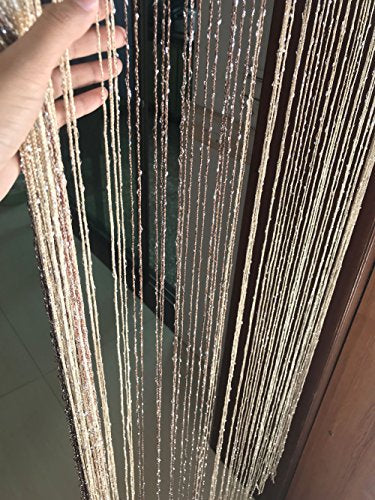 1x2 M Door String Curtain Rare Flat Thread Fringe Window Panel Room Divider Cute Strip Tassel for Wedding Coffee House Restaurant Parts (Coffee & Champagne) - color: Coffee & Champagne