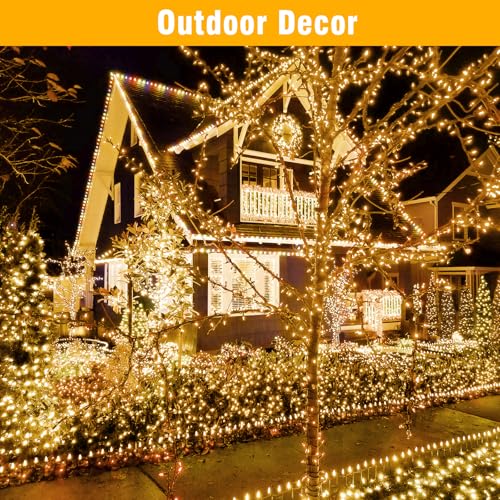 Nisocy 33FT LED String Lights Outdoor Waterproof – Warm White Fairy Lights with Plug, Connectable Christmas Tree Lights for Patio, Garden, Bedroom, Wedding, Party, Decor - style: 33FT, Warm White