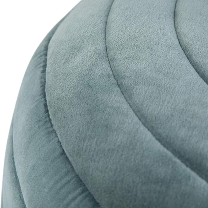 SIMPLIHOME Vivienne Round Pouf - 20 inch Wide Upholstered Velvet Ottoman in Turquoise, Boho-Style Footstool, Extra Seating or Accent Piece for Living Room or Bedroom with Stitching Detail, Assembled