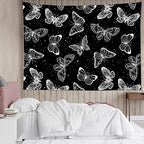 HVEST Butterfly Wall Hanging - Space Tapestry for Bedroom & Living Room, 59W x 51H inches - color: Black, size: 51"L x 59"W