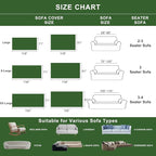 ROOMLIFE Ink Green Couch Cover Sofa Covers, Chenille Couches Covers for 3 Cushion Sofas, Non Slip Soft Breathable Sofa Slipcovers for Pet, Washable Furniture Protector with Tassel,71''X134”