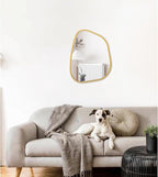 Irregular Asymmetrical Mirror Wall Mounted, Unique Vanity Mirror, Shaped Dressing Mirror Decorative for Living Room, Bathroom, Bedroom, Entryway Wall Decor Gold 16"x12"