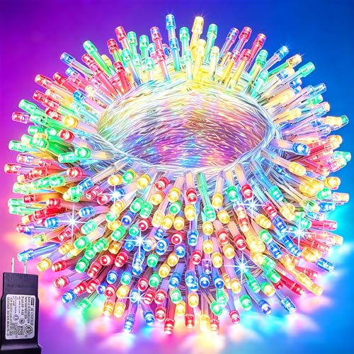 Pooqla 200 LED String Lights Indoor Outdoor, 66 ft Colorful Christmas Lights Plug in with Timer, Connectable 8 Modes Waterproof Clear Wire Twinkle Fairy Lights for Bedroom Party Classroom Decor - color: Colorful, size: 200LED