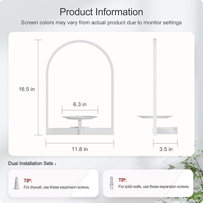 White Metal Wall Plant Holder - 3-Pack Wall Mounted Plant Stands and Hanging Holders for Indoor Planter and Flower Pot - Arch Decor Shelf for Plant Storage (Pot Not Included)