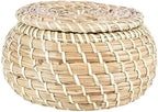 Set of 3 Seagrass Woven Round Wicker Basket Storage Bread Chip Snack Bowl - Braided Handwoven Natural Holder, weave seagrass container,Vintage Jar Bathroom Kitchen Storage