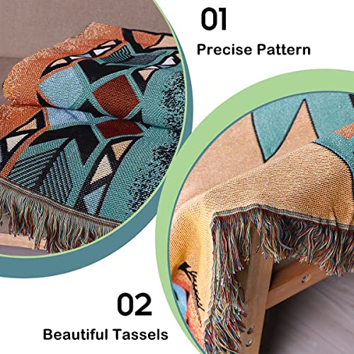 Hopstar Aztec Throw Blanket Navajo Indian Blankets and Throws Boho Western Decor Couch Cover Blanket for Bed Sofa Living Room Beach Travel 51"x63" - color: Hoh Xil, size: 51"x63"