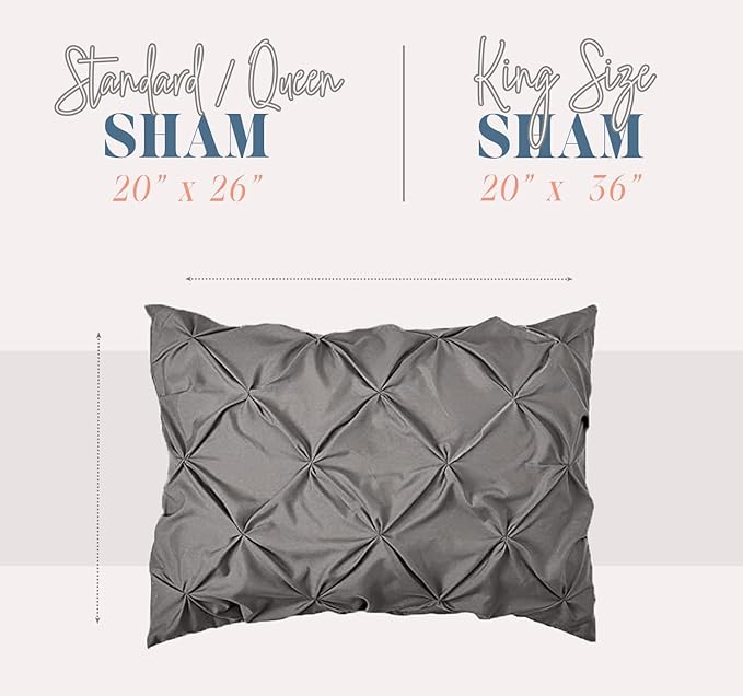 Elegant Comfort 2-Pack Sham Set Pinch Pleat Design, 1500 Premium Hotel Quality Microfiber, Stylish Design-Easy Care, Wrinkle and Stain Resistant, 2-Piece Sham Set, Pleated King, Linen