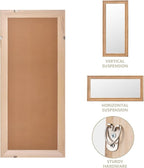 Rattan Full Length Mirror, 20"x55" Decorative Long Rattan Floor Mirror, Rectangle Wooden Full Body Mirror with Wicker Frame Hanging for Bathroom Living Dressing Room