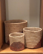 African Planter Baskets Sets of 3 Woven Sisal Baskets for Indoor Plant Pots Covers Home Decor Storage Organizer Gifts Zen Designs Arts and Crafts (Tan Brown)