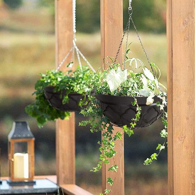 Non-Woven Fabric Plant Grow Bags Replacement Coco Liner Window Basket,Trough Shaped Wall and Deck Mount Planters,Round Hanging Basket (5-Pack, 16)