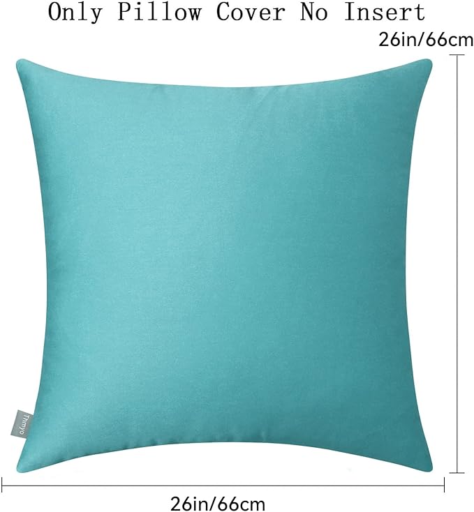 Thmyo 4-Pack 100% Cotton Comfortable Solid Decorative Throw Pillow Case, Square Cushion Cover Pillowcase Sublimation Blank Pillow Covers DIY Throw Pillowcase for Sofa (26x26 inch/ 66x66cm,Green)