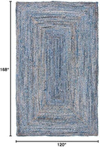 SAFAVIEH Area Rug 10x14 - Cape Cod Collection - Large - Blue & Natural Brown, Handmade Jute & Cotton, Woven Braided Design (CAP202M)