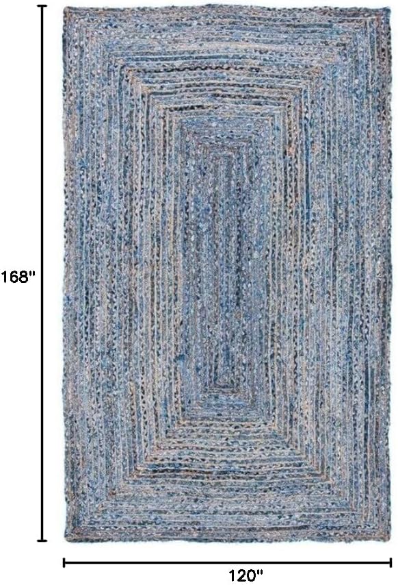 SAFAVIEH Area Rug 10x14 - Cape Cod Collection - Large - Blue & Natural Brown, Handmade Jute & Cotton, Woven Braided Design (CAP202M)