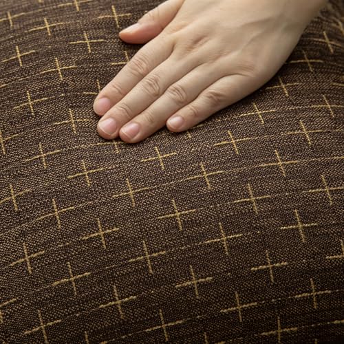 MANDIOO Pack of 2 Burlap Linen Throw Pillow Covers Woven Textured Modern Farmhouse Cushion Covers Pillowcase Decorative Couch Sofa Bed Living Room 18 x 18 Inch Deep Brown - color: Deep Brown, size: 18" x 18" (Pack of 2)