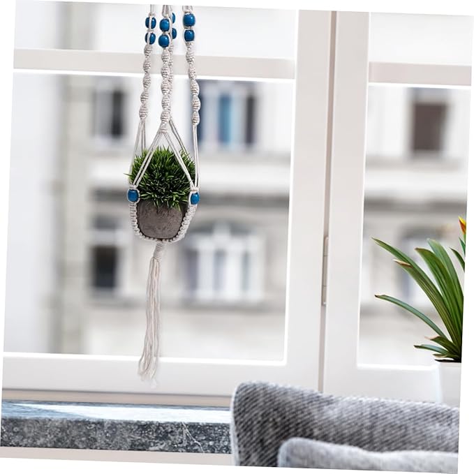 BESPORTBLE 1Pc Hand Woven Decorative Hanging Plant Basket Bohemian Rope Flower Holder for Home Decor for Balcony and Room Sturdy Durable Design