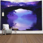 EMMTEEY Landscape Tapestry Romantic Purple Lake 60X50 Inch Ceiling Tapestry Wall Art Hanging Tapetries for Bedroom Living Room Dorm Décor