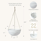 La Jolie Maison 10 Inch Hanging Planters for Indoor Plants, Outdoor Garden Planter Pots with Self-Watering Tray, Eggshell White, Set of 2