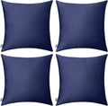 Thmyo 4-Pack 100% Cotton Comfortable Solid Decorative Throw Pillow Case Square Cushion Cover Pillowcase Sublimation Blank Pillow Covers Halloween DIY Throw Pillowcase(22x22inch/55x55cm,Dark Blue)