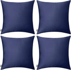 Thmyo 4-Pack 100% Cotton Comfortable Solid Decorative Throw Pillow Case, Square Cushion Cover Pillowcase Sublimation Blank Pillow Covers DIY Throw Pillowcase for Couch(18x18 inch/ 45x45cm,Dark Blue)