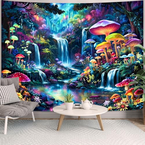 Zussun Hippie Sun Tapestry Boho Vintage Sunrise Nature Tree Lake Wall Tapestry for Bedroom Aesthetic Colorful Landscape Large Tapestries Wall Hanging for Dorm Living Room Decor 80 x 60 Inch - color: Blue Red, size: 80"L x 60"W