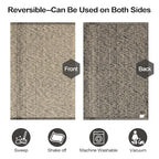 LEEVAN Washable Runner Rug 2'x6', Natural Woven Hallway Runner Rug Reversible Bathroom Runners Rugs, Cotton Low Profile Entryway Rugs, Farmhouse Bedroom Modern Kitchen Runenrs Carpet - color: Natural/Black, size: 2' x 6' (Rectangular)