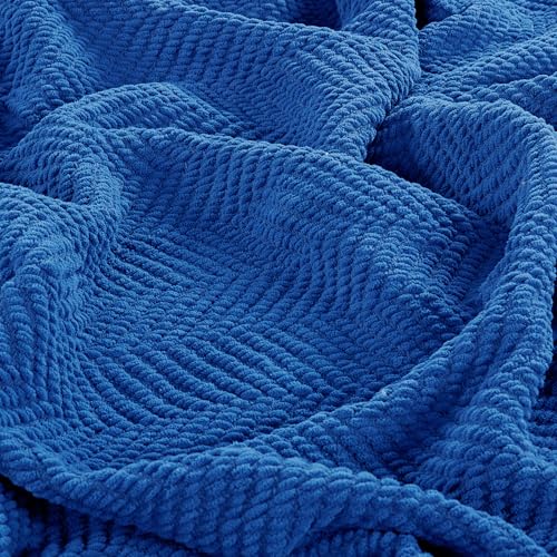 Home Soft Things Blue Throw Blanket Knitted Tweed Throw 50'' x 60'', Snorkel Blue, Super Soft Cozy Warm Comfortable Breathable Throw for Living Room Chair Couch Bed Sofa Bedroom Home Décor - color: Snorkel Blue, size: 50 in x 60 in