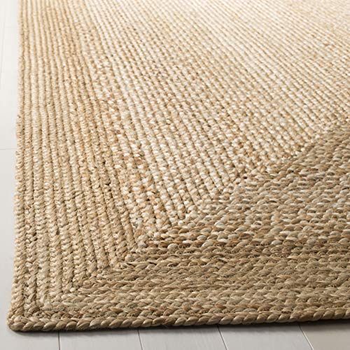 SAFAVIEH Natural Fiber Collection Area Rug - 4' Square, Natural & Ivory, Handmade Farmhouse Boho Coastal Rustic Jute, Ideal for High Traffic Areas in Living Room, Bedroom (NF885B) - size: 4' x 4' (Square)