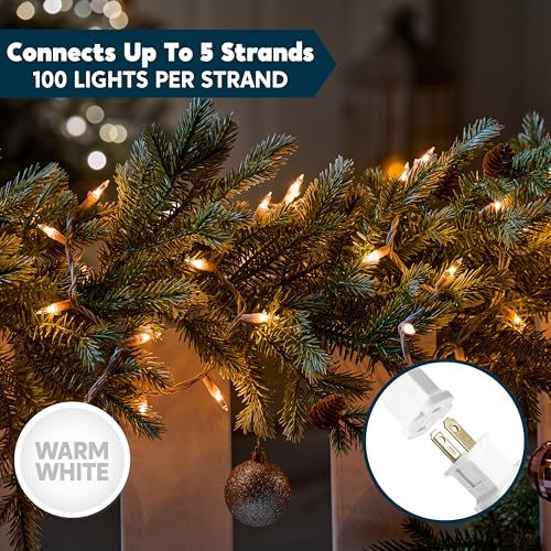 Joiedomi Christmas String Lights Indoor,200(2x100) Mini Warm Fairy Light,43FT Lighting Decor for Patio Dorm Classroom Bedroom Holiday Wedding Party Garland Birthday Festival,White Wire - color: White, size: 2×100ct