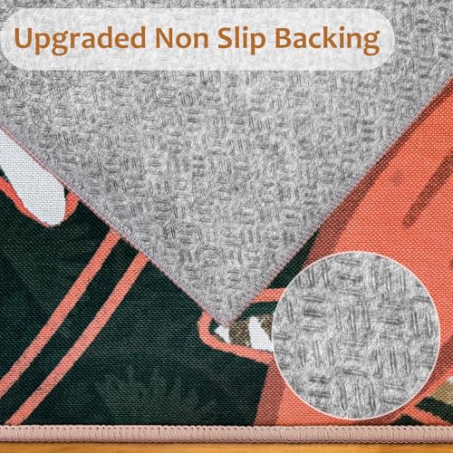 Tyrot Boho Floral 2x3 Washable Kitchen & Entryway Rug Ultra-Thin Flat Woven Low-Pile Botanical Area Rug Non Slip Indoor Door Mat for Bathroom Bedroom, Blush Pink - color: Blush Pearl, size: 2' x 3' (Rectangular)