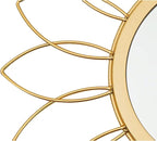 3 Pack Metal Mirrors for Wall Sunburst Wall Mirrors Home Décor Decorative Hanging Wall Art for Living Room Bedroom Entryway (Gold, Flowers)